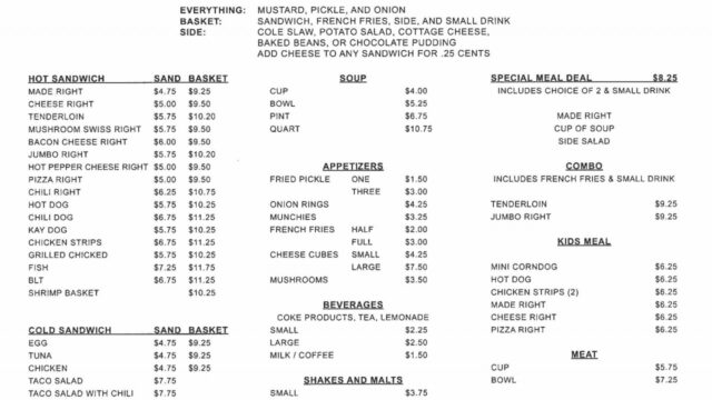 Paula's Cafe menu