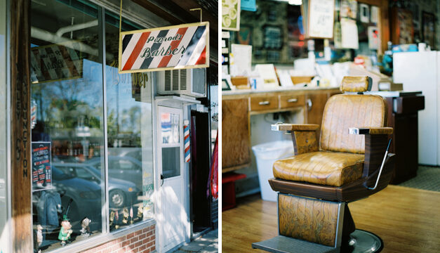 Penrod's Barber Shop chair and exterior