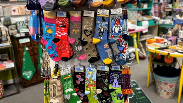 Bing's funny sock rack in store