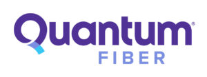 purple quantum fiber logo on white background