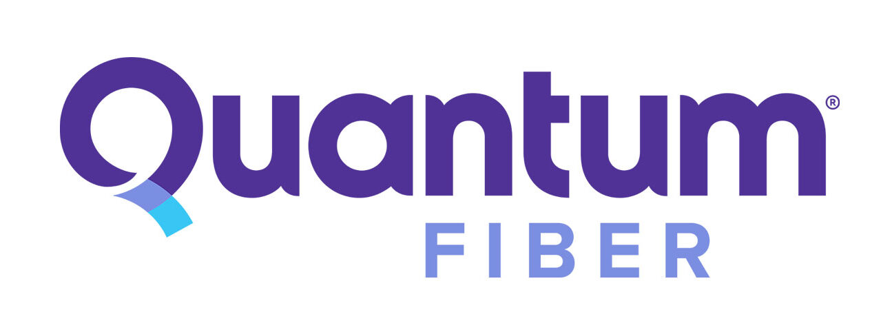 purple quantum fiber logo on white background