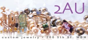 2au logo with jewelry and gemstones