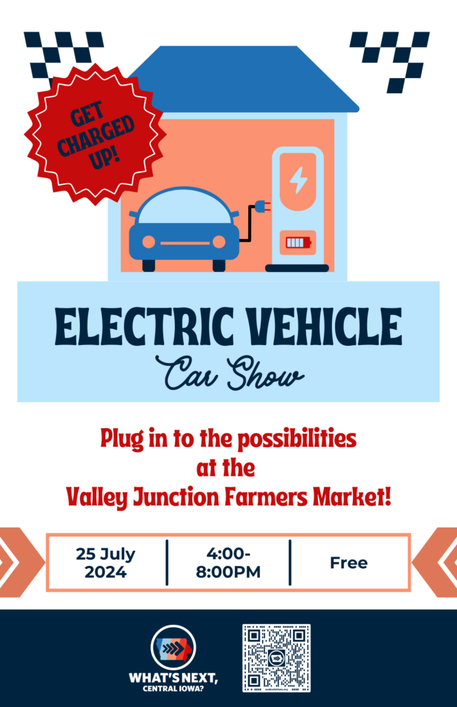 electric vehicle car show flyer for july 25 valley junction farmers market