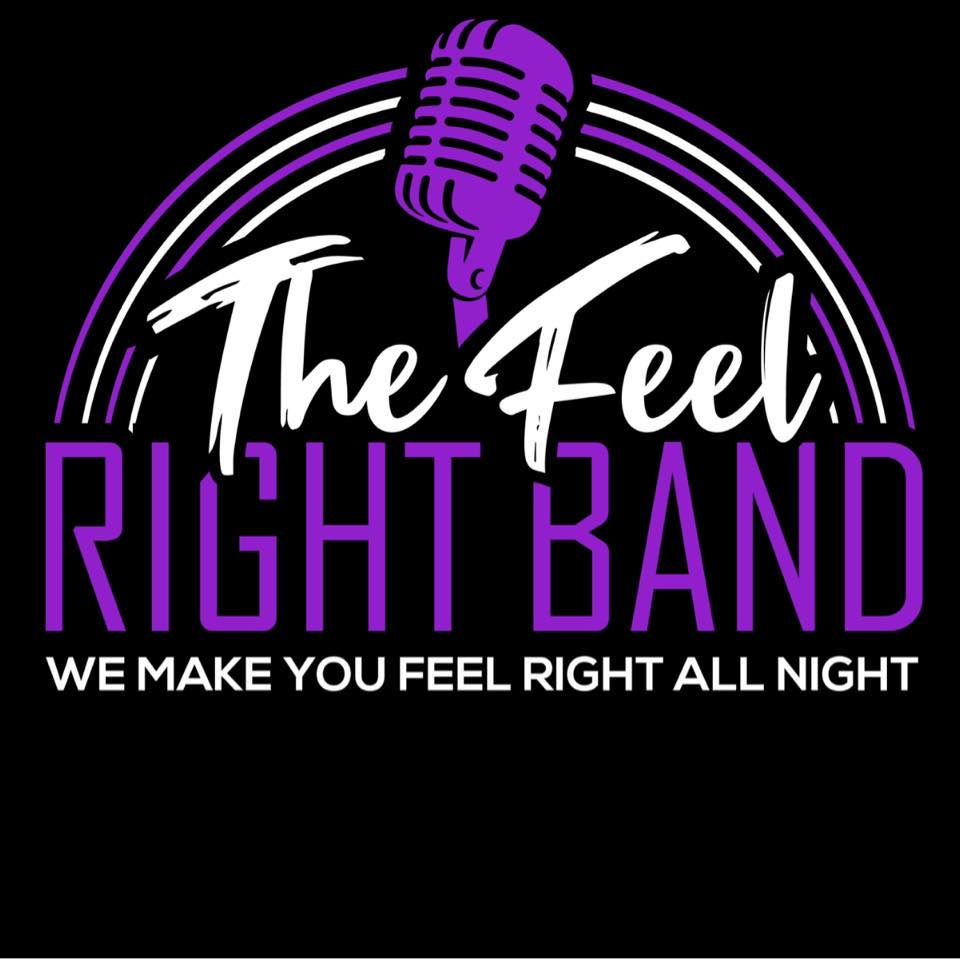 the feel right band logo white and purple on black
