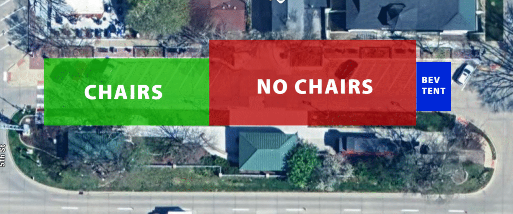 map showing where chairs can be for the junction street party