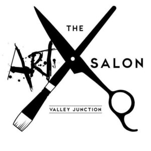 art salon logo with brush and scissors