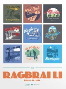 ragbrai poster with nine colored boxes