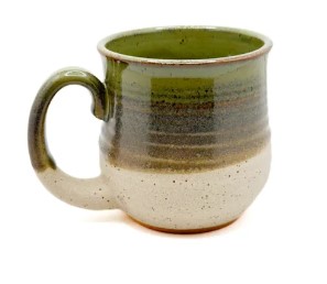 Green brown and cream mug