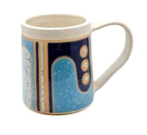 dark and light blue ceramic mug