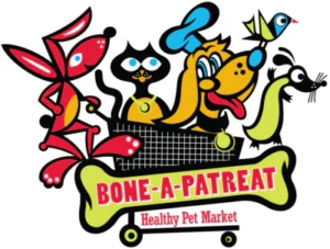 bone a pa treat logo with dogs in a shopping cart
