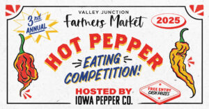 valley junction farmers market hot pepper eating competition hosted by iowa pepper co.