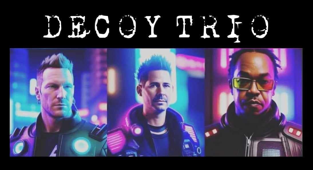 decoy trio logo with three guys cyberpunk art
