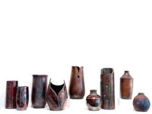 set of brownish redish pottery