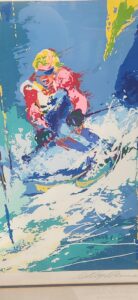 painting of guy skiing art