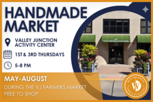 valley junction activity center handmade market ad during the farmers market